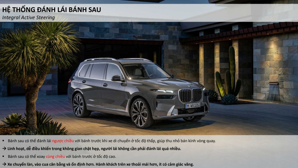 Công nghệ đánh lái bánh sau trên BMW X7 LCI 2023.